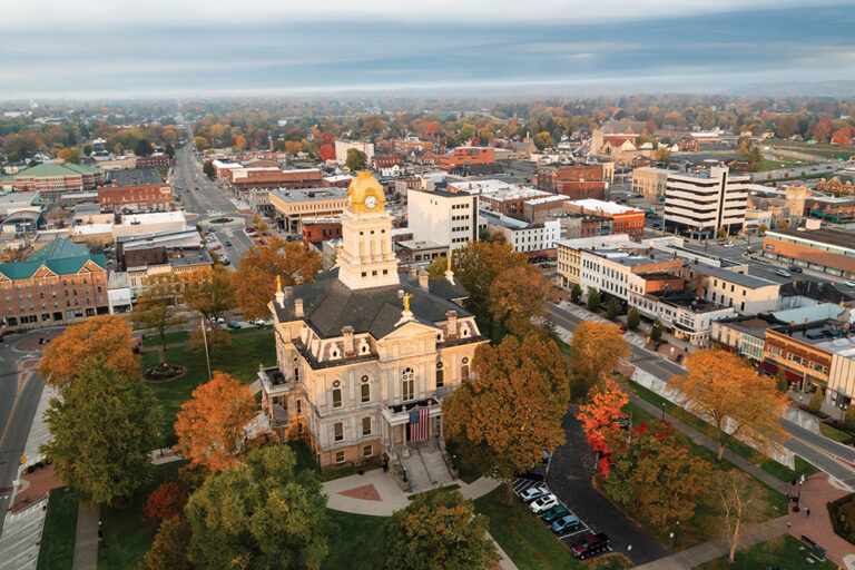 The Licking County Courthouse on the downtown square in Newark, OH.