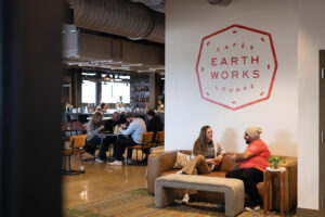 Earthworks Cafe & Lounge inside Newark Station in Newark, OH.
