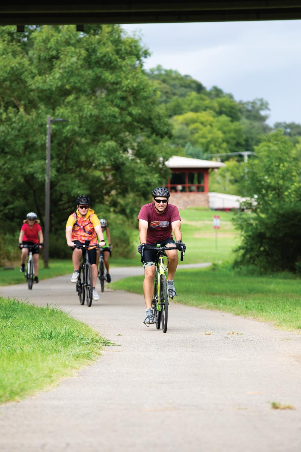 David Flynn, member of the Foothills Striders, leads a ride on the Maryville-Alcoa Greenway in Maryville. 