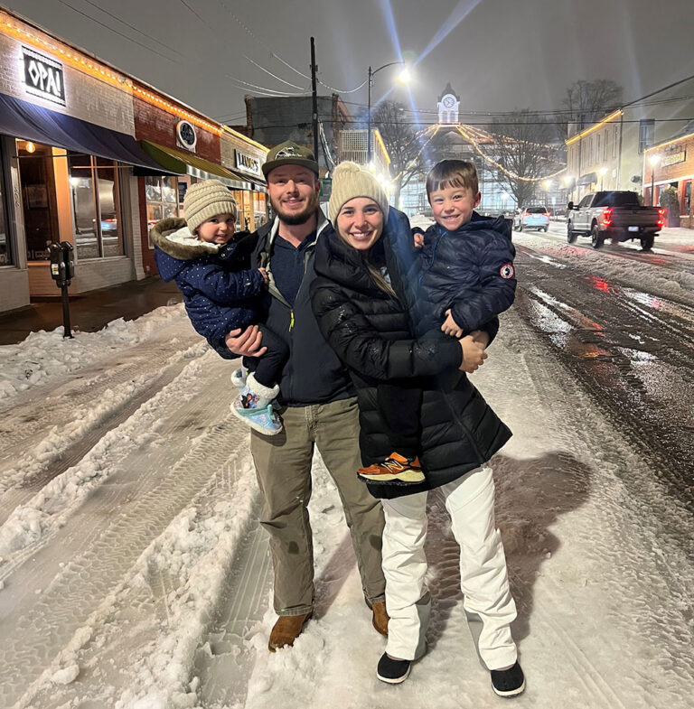 Sydney Fields and her family enjoy the snow in downtown Oxford.