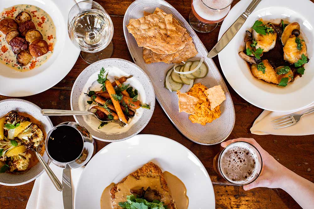 Photo of a spread from The Restaurant at RT Lodge. 