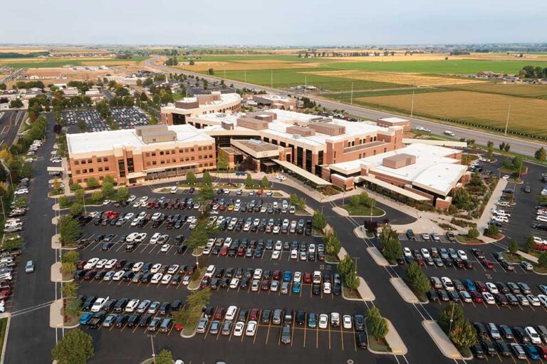 St. Luke’s Magic Valley Medical Center in Twin Falls, Idaho. Drone photo.