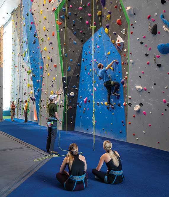 Visitors rock climb at Gemstone Climbing in Twin Falls, Idaho.