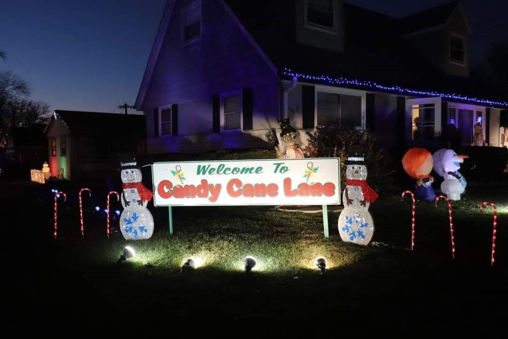 Holiday lights on Candy Cane Lane in Wisconsin