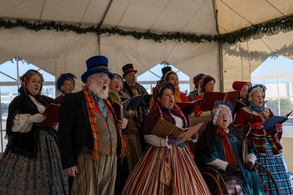 Christmas Caroling at the entrance of the Dickens Fair