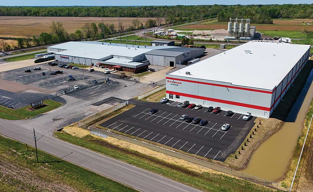 Aerial shot of the Firestone Airide plant in Dyersburg