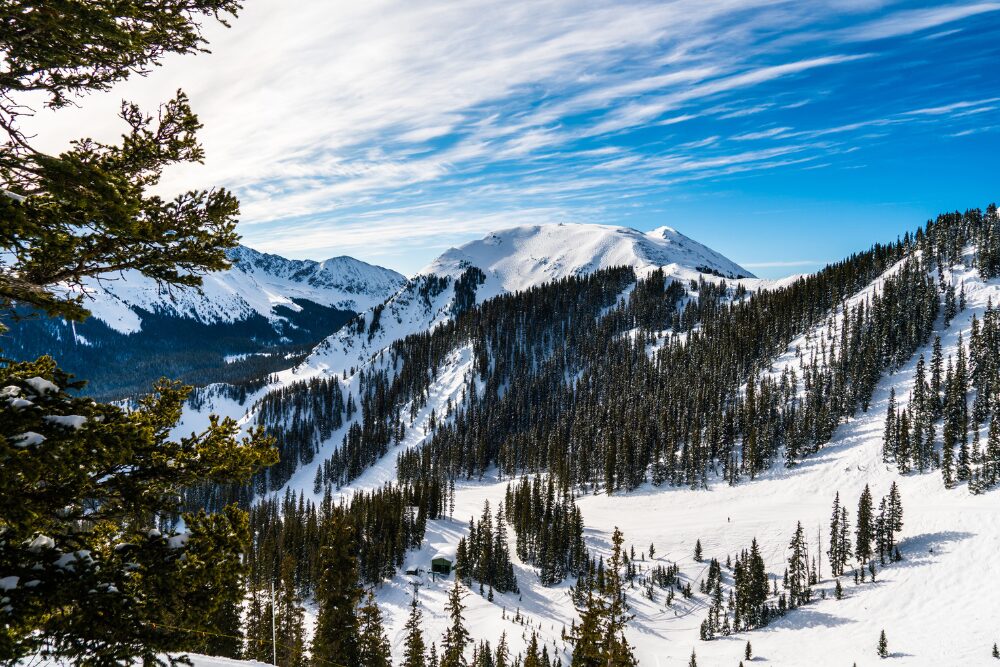Snowy slopes in Taos NM, one of the best ski cities to visit.