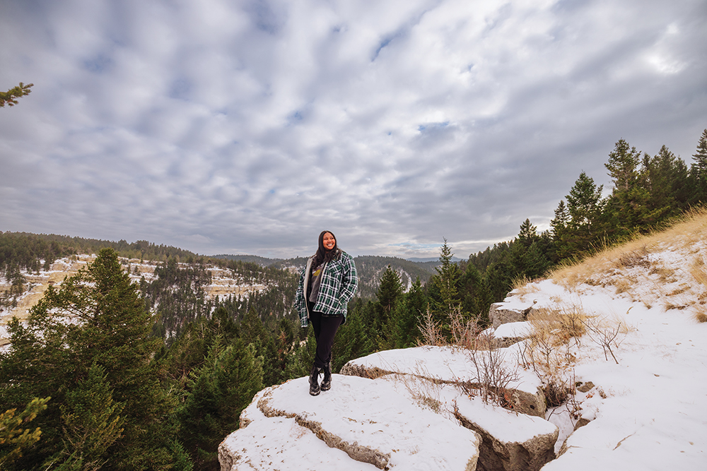 Enya Spicer on a hike near Great Falls, Montana.