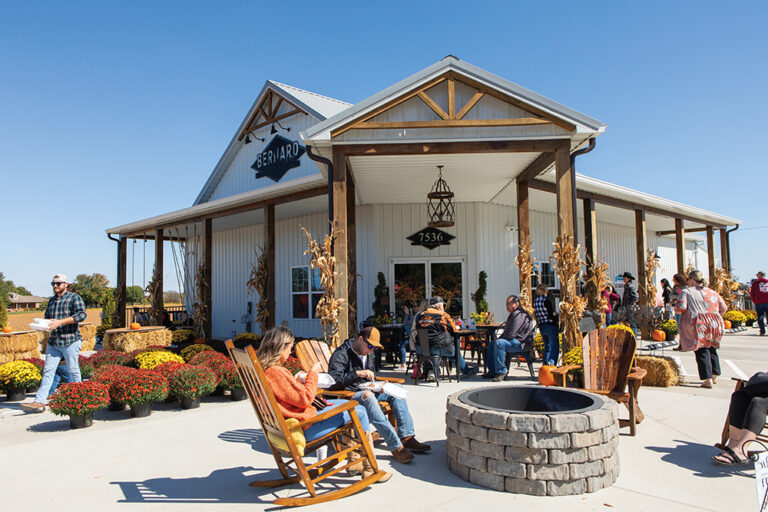 People sit outside the market at Bernard Farms in Orlinda, TN. It's one of many Robertson County farms where you can take the family for a day of fun.