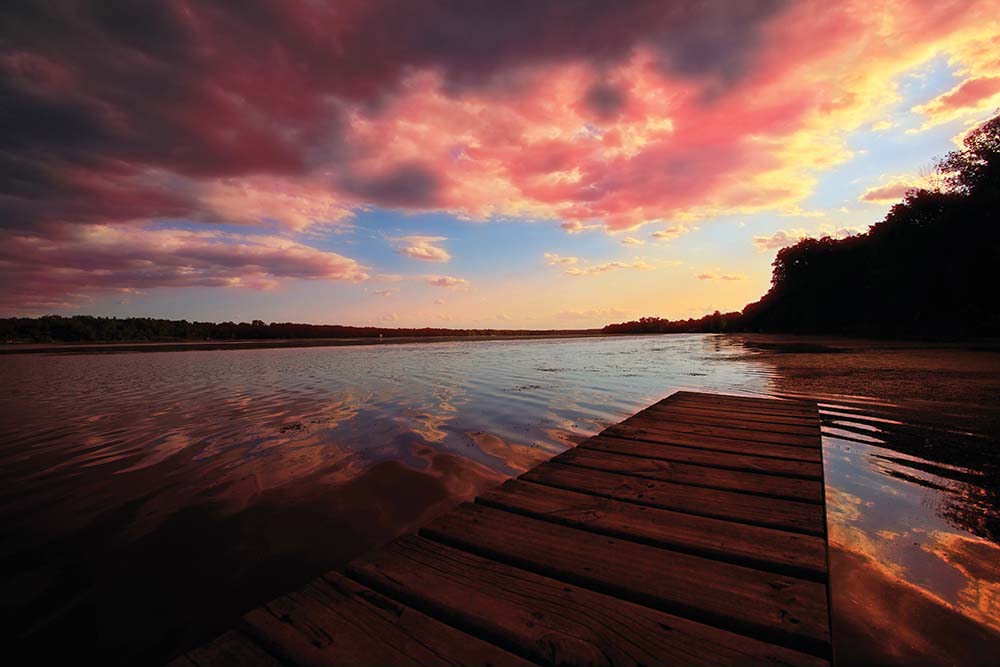 Beautiful sunset on Buffalo Lake in Marquette County, Wisconsin.