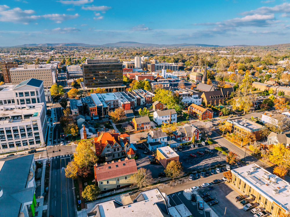 An elevated view of downtown Huntsville, AL, one of the best places to live in the U.S..