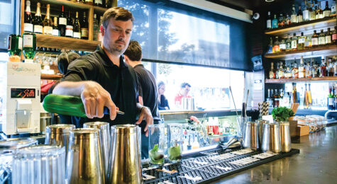 Josh Basham makes cocktails at Dragonfly Sushi & Sake Co. in Gainesville, FL.