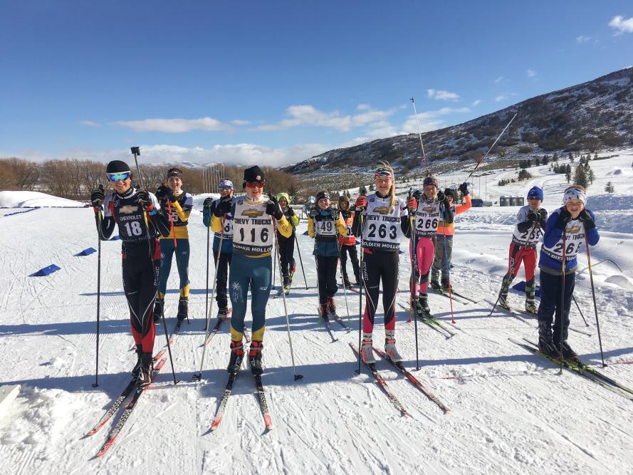 Skiers at the Casper Mountain Biathlon Club