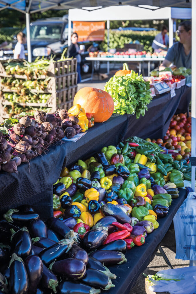 Colorful fruits and vegetables on display at the Overland Park Fall Festival.