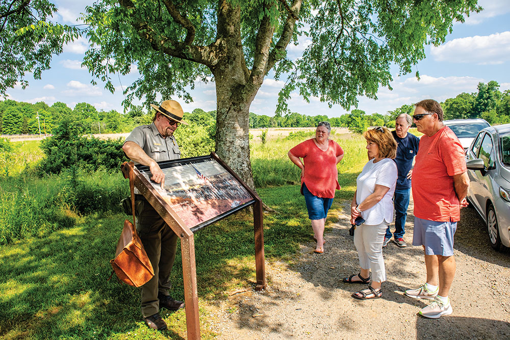 National Park Ranger John McKay leads a tour of the Stones River National Battlefield in Murfreesboro.