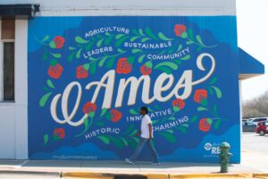 Mural by artist Lauren Gifford in downtown Ames, Iowa