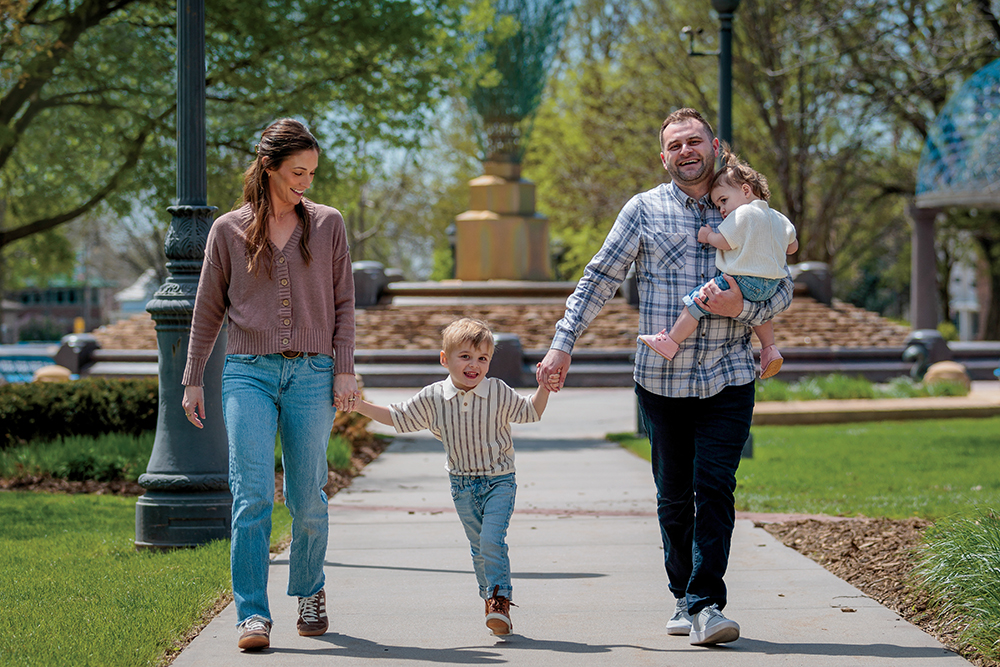 The Hunter family at Bayliss Park in Council Bluffs, IA. The park is one of many fun things to do in Council Bluffs with kids.