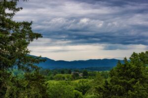 Vew from Andrew Johnson National Cemetery in Greenville, Tennessee, USA stock photo