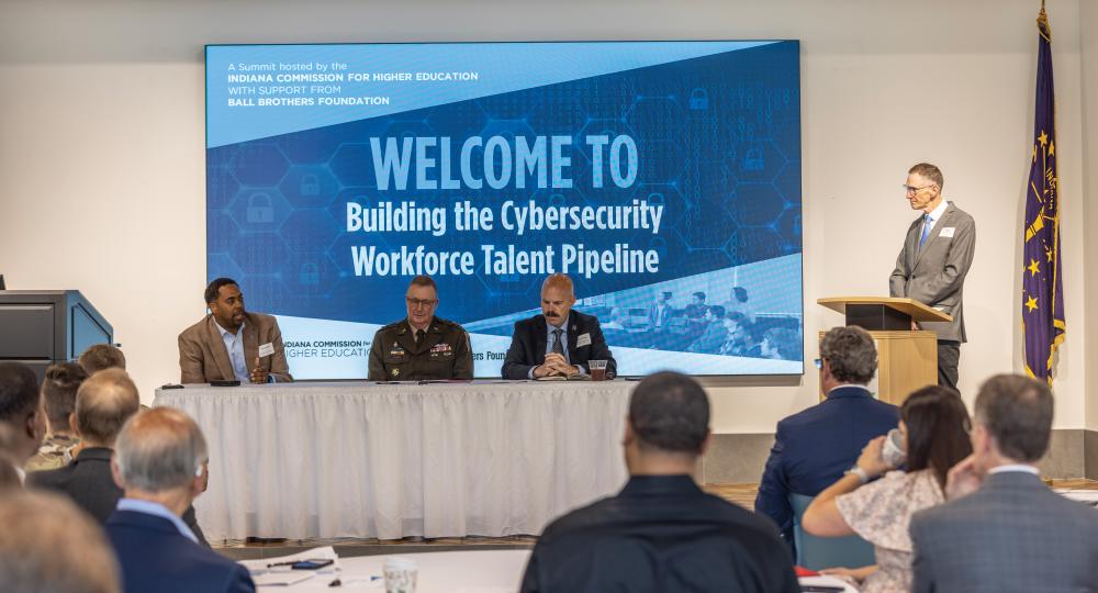 A panel discussion at a cybersecurity summit