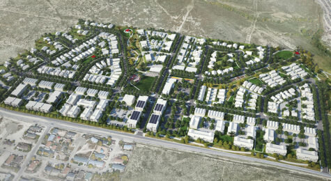 An illustration of the Pikes Peak Park mixed-use development in Pueblo, CO.