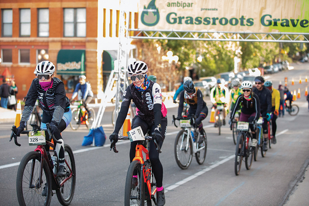 People ride bikes in the Grassroots Bike Race in Pueblo, CO.