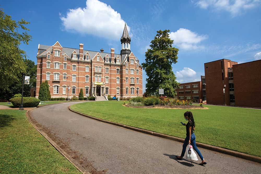 Students walk past Jubilee Hall at Fisk University in Nashville, Tennessee.