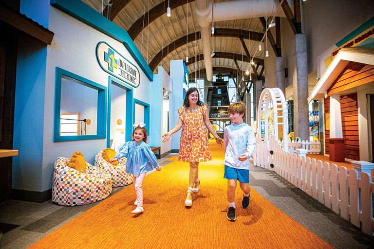 Kari Casey and her children Graham, 8, and Anna Cate, 4, in the Children’s Museum of Southwest Louisiana in the new Port Wonder in downtown Lake Charles, LA.