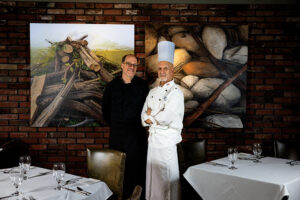 Restaurant owner Arthur Durham, left, and Chef Mohammed Chettouh in the main dining room at La Truffe Sauvage in Lake Charles, Louisiana.