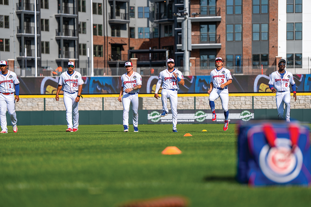 The Knoxville Smokies, an affiliate of the Chicago Cubs, competes against other teams in the Double-A Southern League at Knoxville’s Covenant Health Park.