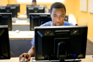 Student at computer