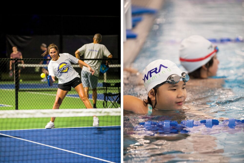 Left: Pickleball at Ted Wright Park; Right: Tommy Stalnaker Aquatic Center