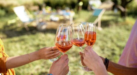 Clinking Wine Glasses Outdoors
