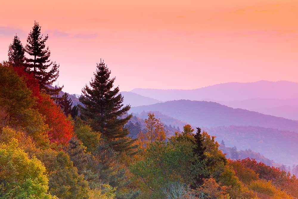 Autumn Mountains at Sunrise Great Smoky Mountains National Park , Tennessee