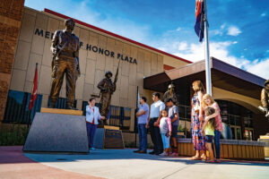 Families tour the Medal of Honor monument in Pueblo, CO.