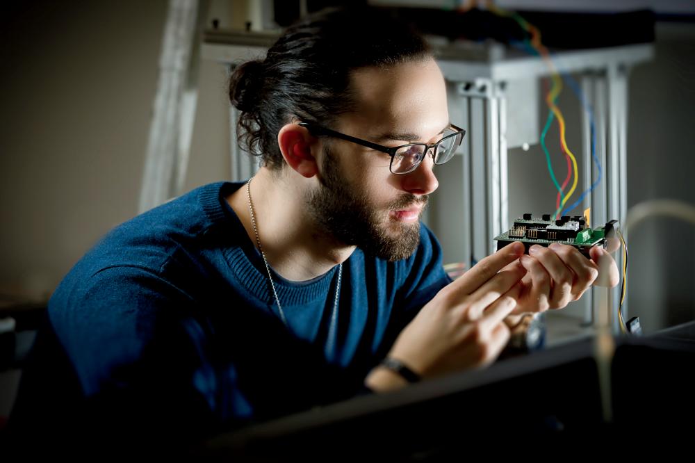 Wright State student in a lab