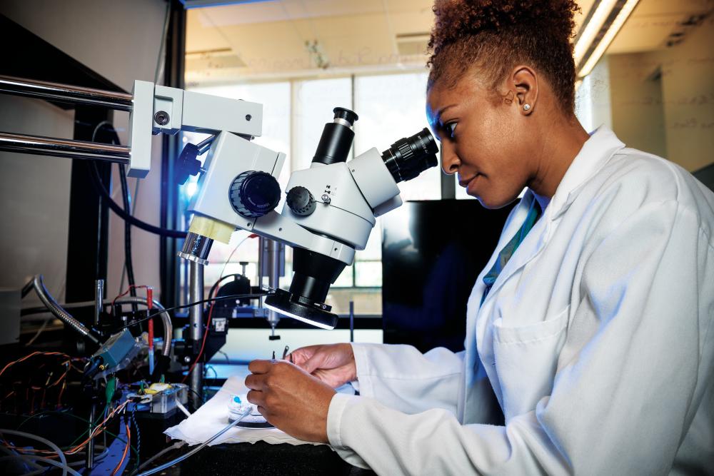 Wright State student works in a research lab