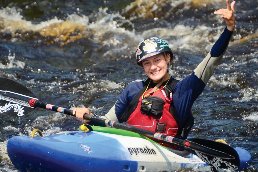 A woman kayaks on the Schuylkill River in Pennsylvania.