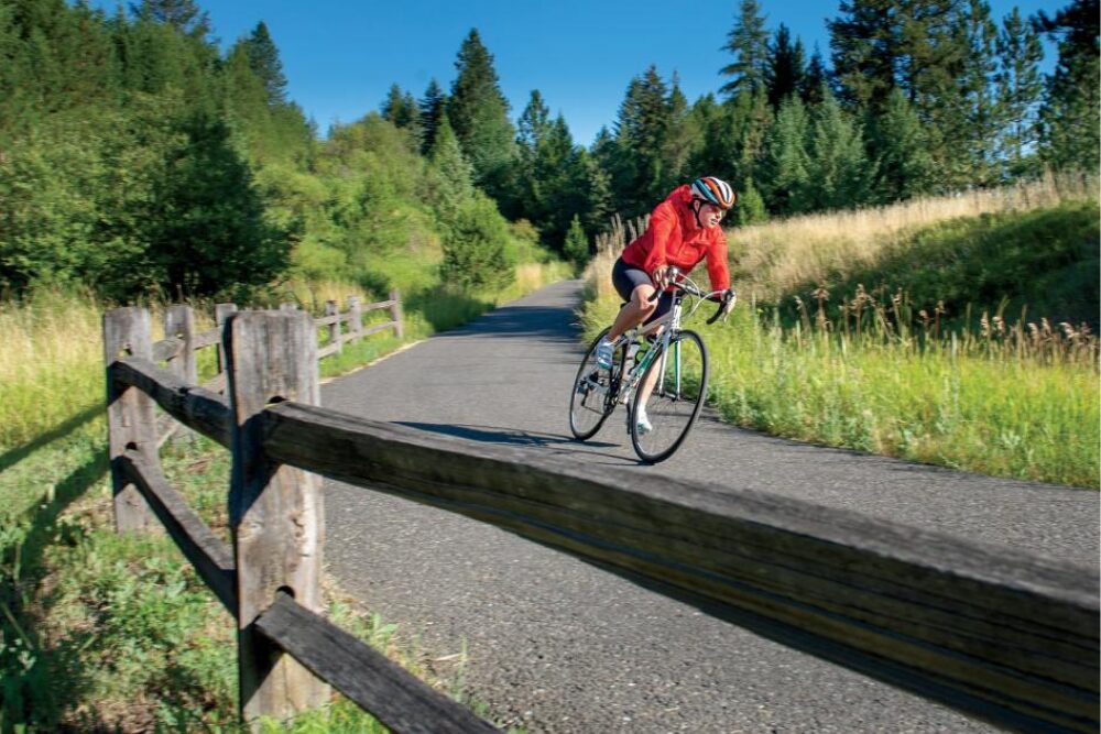 A biker enjoys Latah Trail