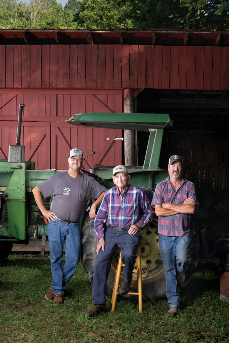 Larry Fox, center, with his sons Jeff, left, and Tim at their family farm in Santa Fe, TN. Fox Farm was honored as the century farm of the year by the Maury County Chamber & Economic Alliance.