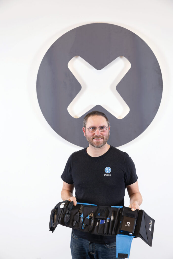 Kyle Wiens, CEO of iFixit, shows off the tools of his trade.