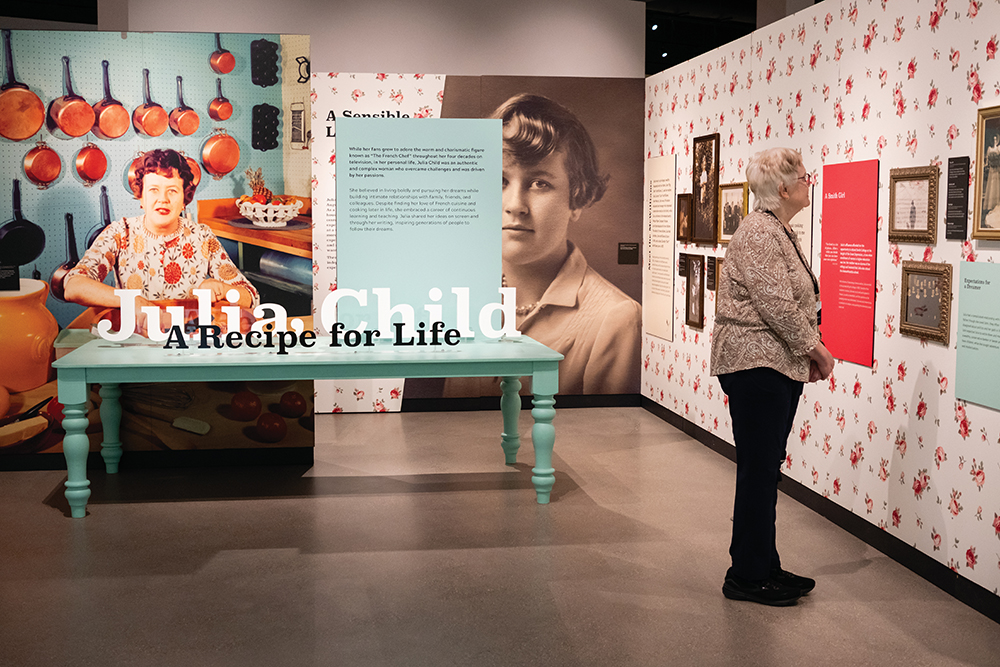 A traveling exhibit about Julia Child is on view in the new exhibition space at Muskegon Museum of Art in Muskegon, MI.