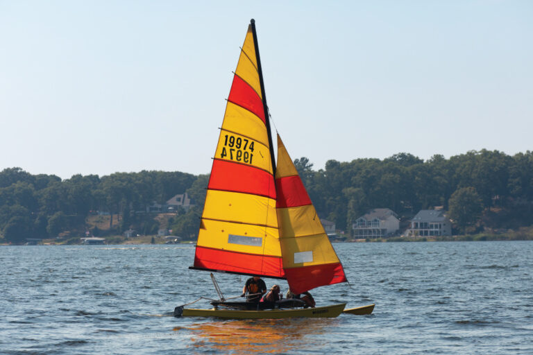 Visitors sail on White Lake in Whitehall, Michigan.