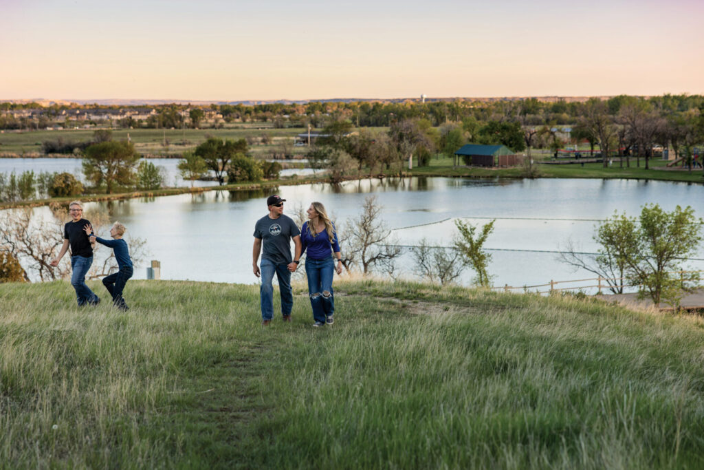 Moore Family in Spring Lake Park in Williston, ND.