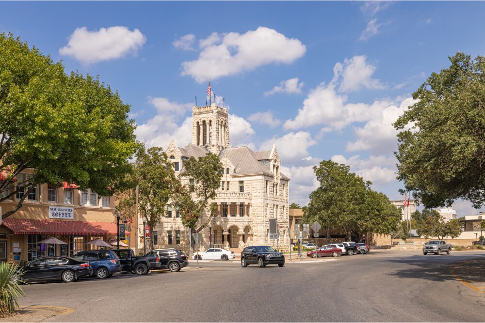 New Braunfels, Texas, USA - October 14, 2022: The Comal County Courthouse