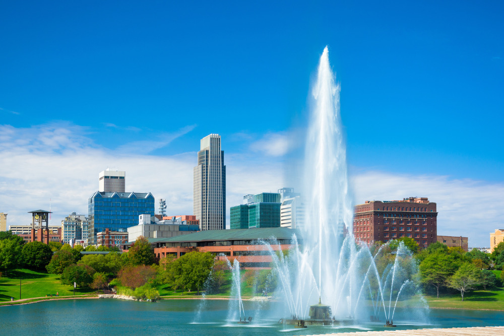 A view of the Omaha, Nebraska skyline.