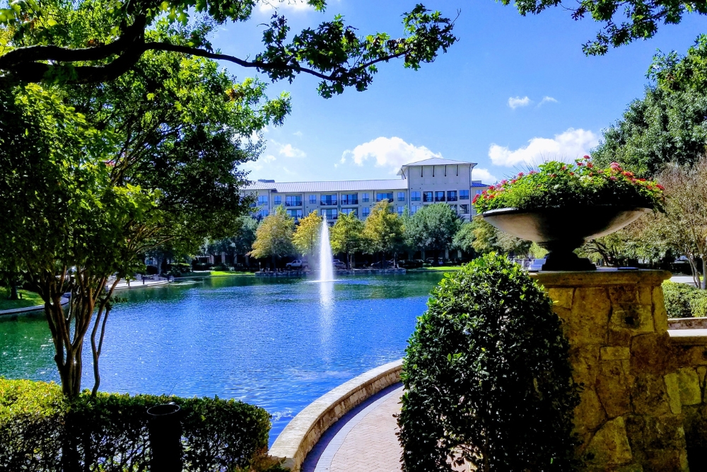 The lake in the Shops at Legacy in Plano, Texas. Plano, one of the best places to live in the Southwest, is a buzzing suburb, nestled just 20 miles north of Dallas.