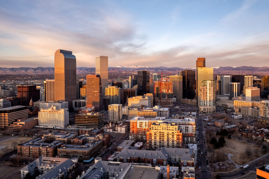 Aerial view of the Denver skyline