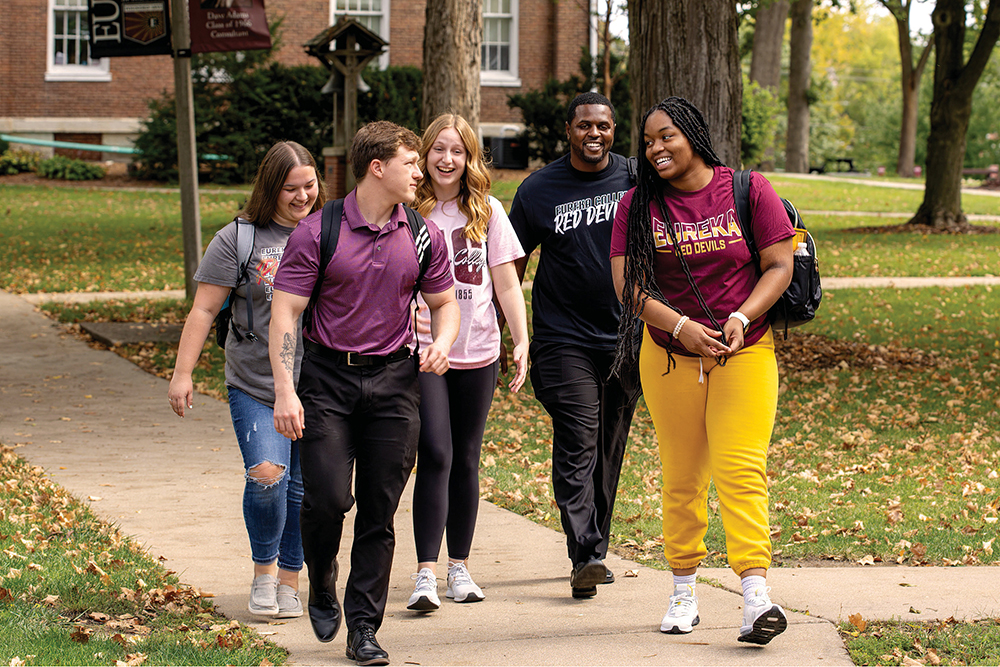 Eureka College students outside