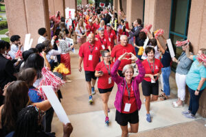 Memphis to Peoria Runners on the campus of St. Jude Children's Research Hospital for the for the Memphis to Peoria Run on Wednesday, July 17, 2024.