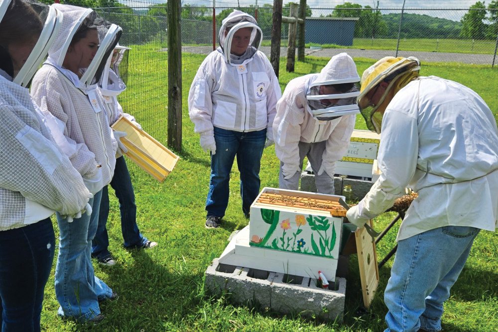Students participate in a honey bee project at Culleoka Unit School